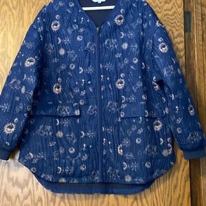 Johnny Was Quilted Calme Blue Jacket- Zodiac